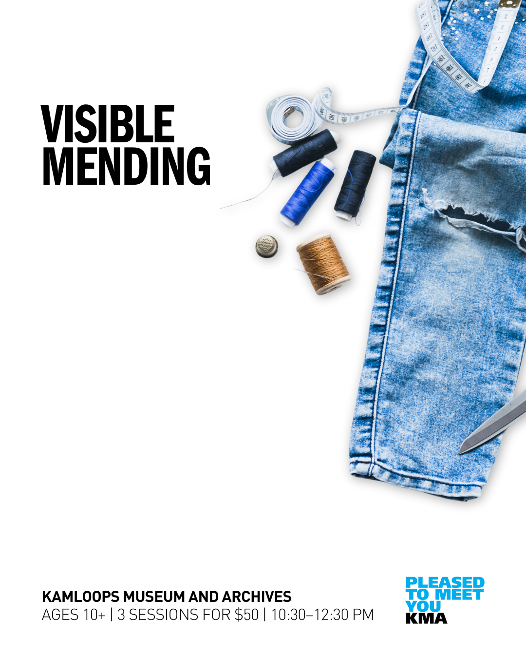 Spruce up your spring wardrobe with a visible mending class at the Kamloops Museum and Archives. Participants are invited to bring clothes in need of mending or simply beautifying to this three-session workshop with a Kamloops textile artist who will give you the tools needed to create stunning embellishments on your clothing. All supplies provided.